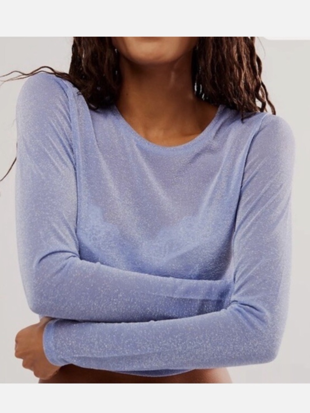 INTIMATELY BY FREE PEOPLE Mesh So Well Layering Top - Blue/Lilac/Periwinkle
